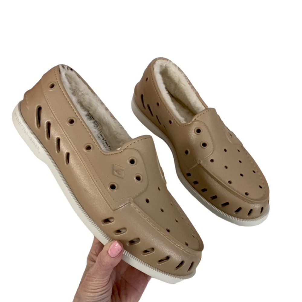 NEW Sperry Topsider Winterized Faux Fur Lining Classic Float Boat Shoes Tan 10